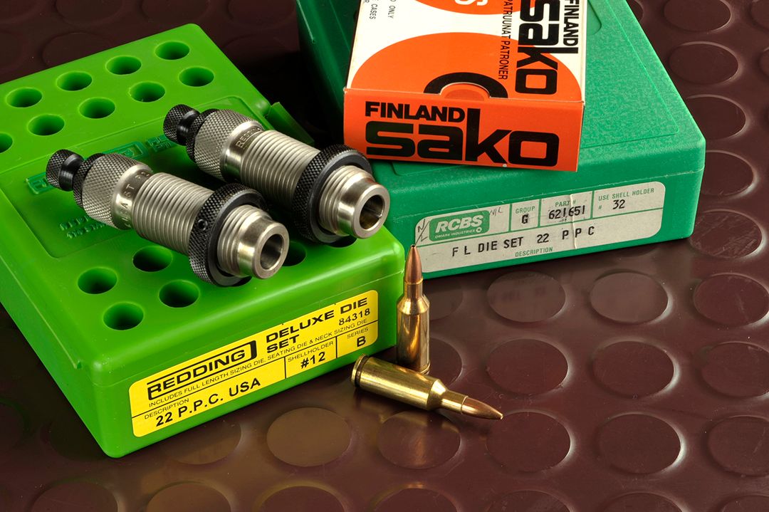 Although you may have a hard time finding a rifle in the .22 PPC, components are out there, albeit on special order. Dies from Redding and RCBS are custom made, but still available.